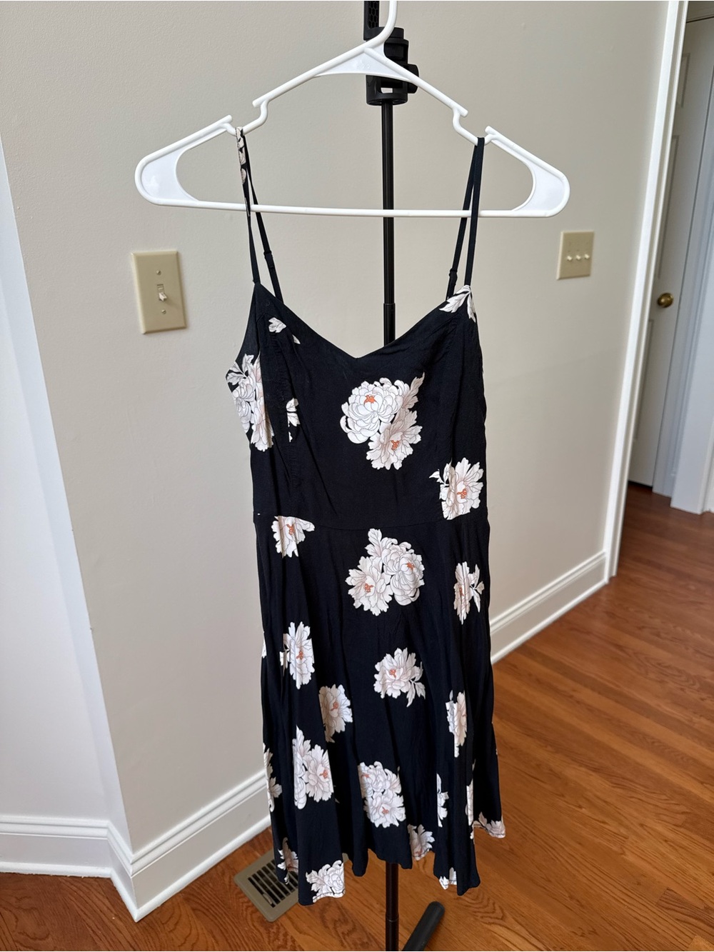 Old Navy Black Floral Spaghetti-Strap Mini Dress